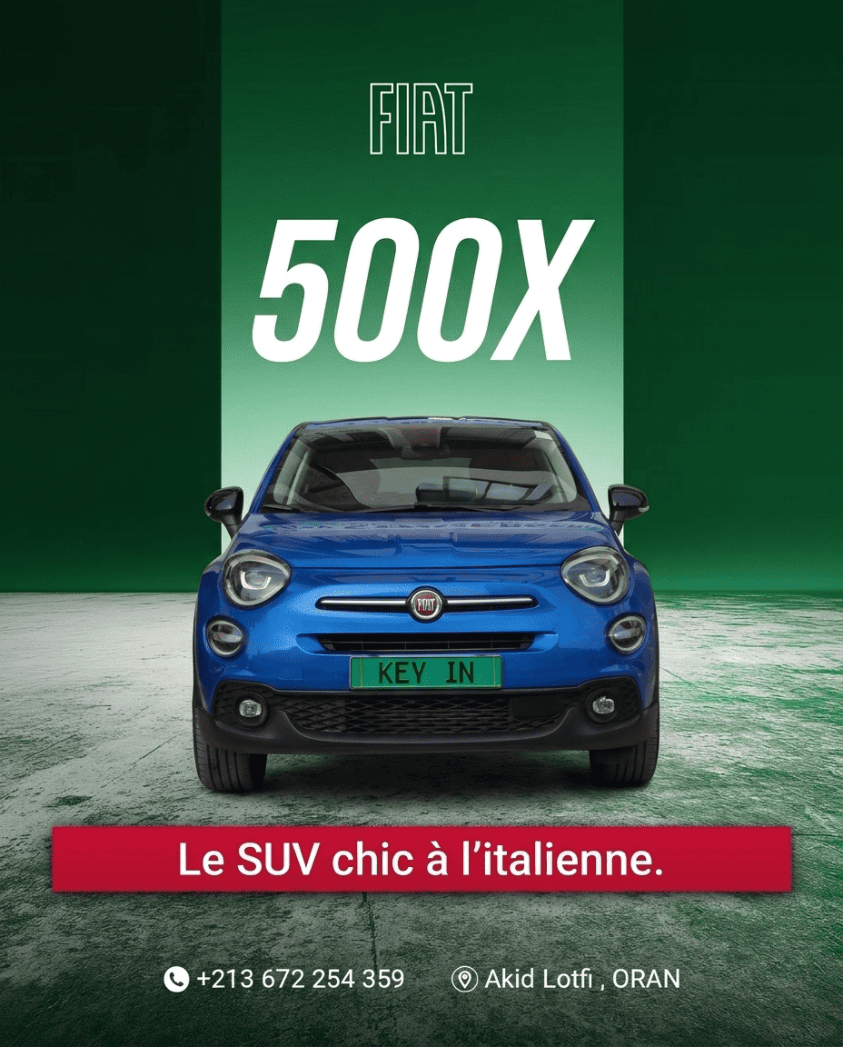 Véhicule Location Fiat 500X SUV automatique bleu chic Oran | Keyin-DZ