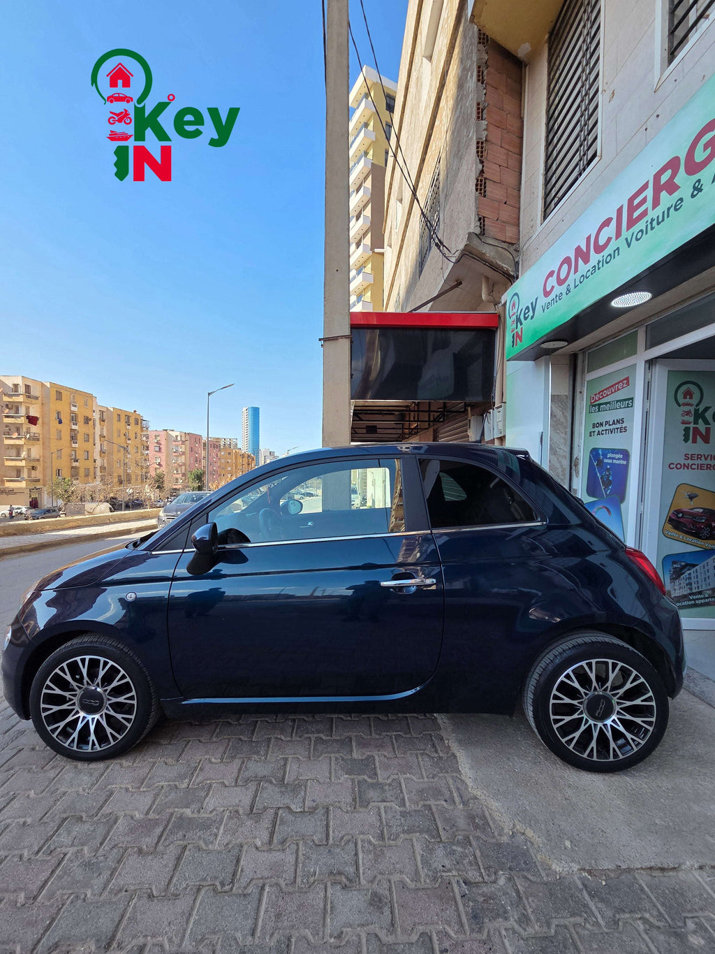 Véhicule Location Fiat 500 citadine manuelle bleu nuit Oran | Keyin-DZ