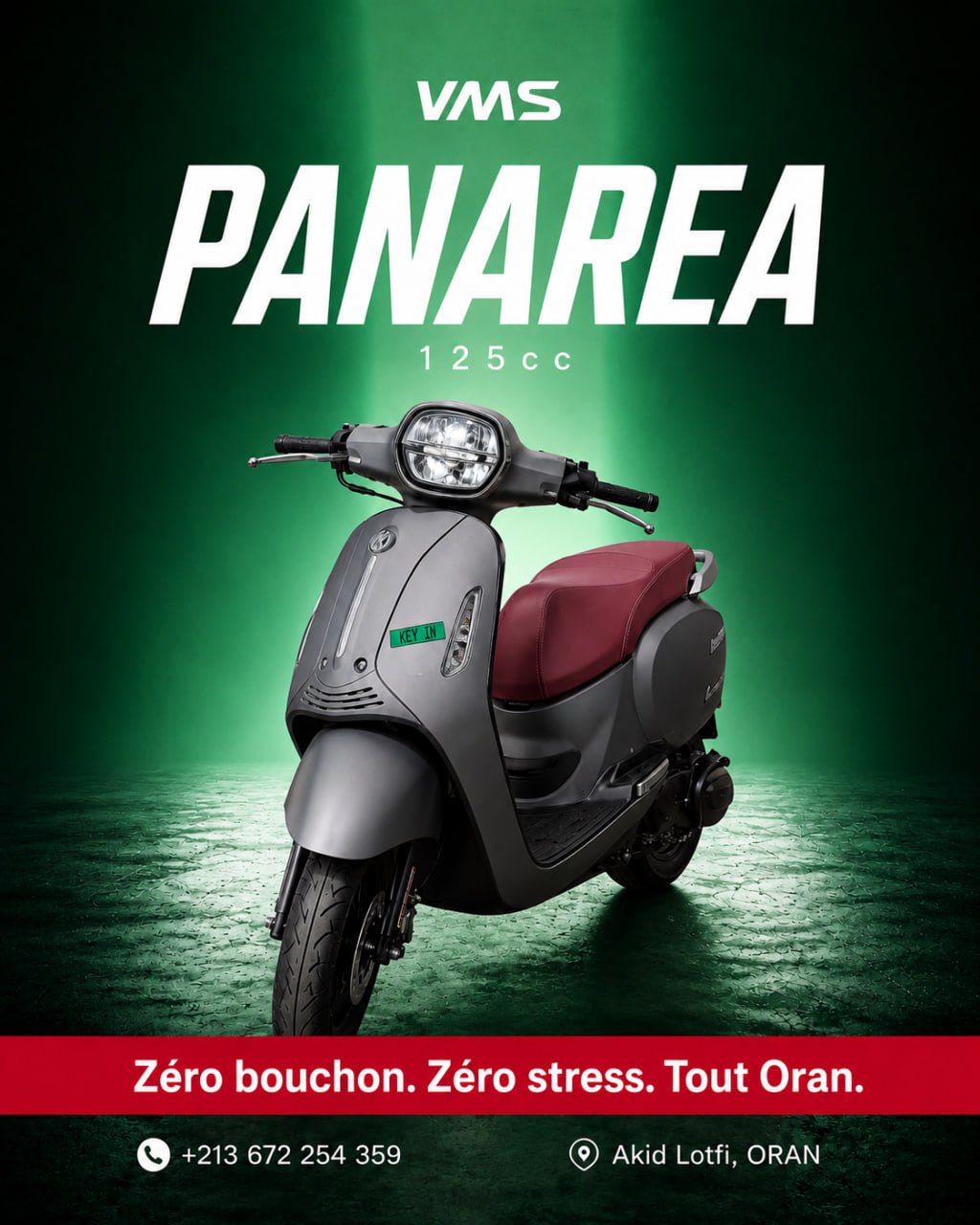 Scooter VMS Panarea 125cc — Location Véhicule Pas Cher à Oran | Permis B Accepté, Casque Inclus