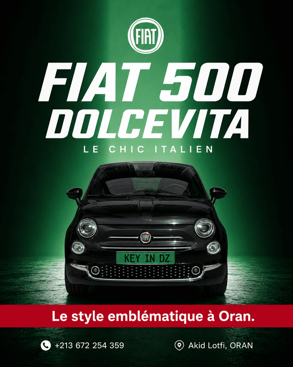 🚗 Véhicule Location Fiat 500 Noir citadine manuelle Oran | Key in DZ
