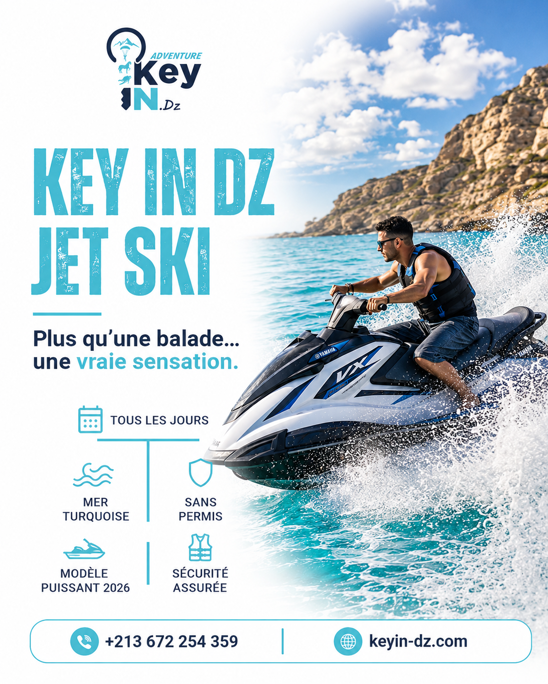 Location Jet Ski Cap Falcon, Oran — VX 1800 Puissant • Sans Permis