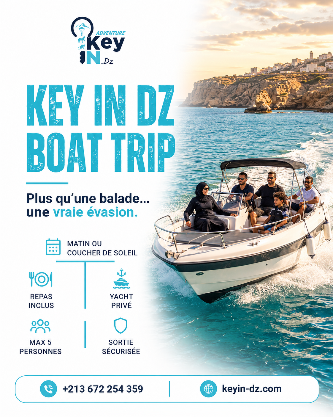 Sortie en Bateau à Oran — Balade Privée, Repas Compris (Max 5 Pers.)